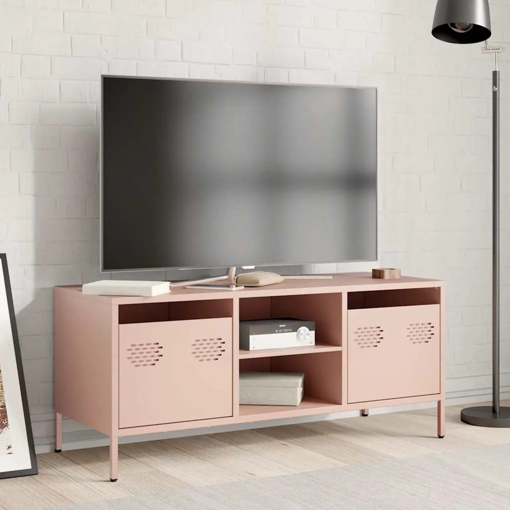 vidaXL Έπιπλο Τηλεόρασης Ροζ 101,5x39x43,5 εκ. Ατσάλι Ψυχρής Έλασης
