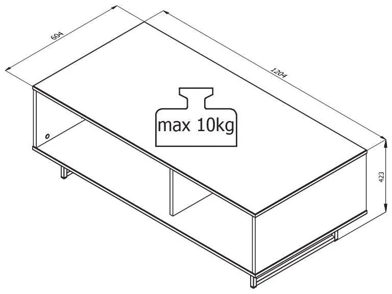 Τραπεζάκι Σαλονιού Sardinia Artisan Oak - Μαύρο 120.5x60.5x42.5 εκ. 120.5x60.5x42.5 εκ.