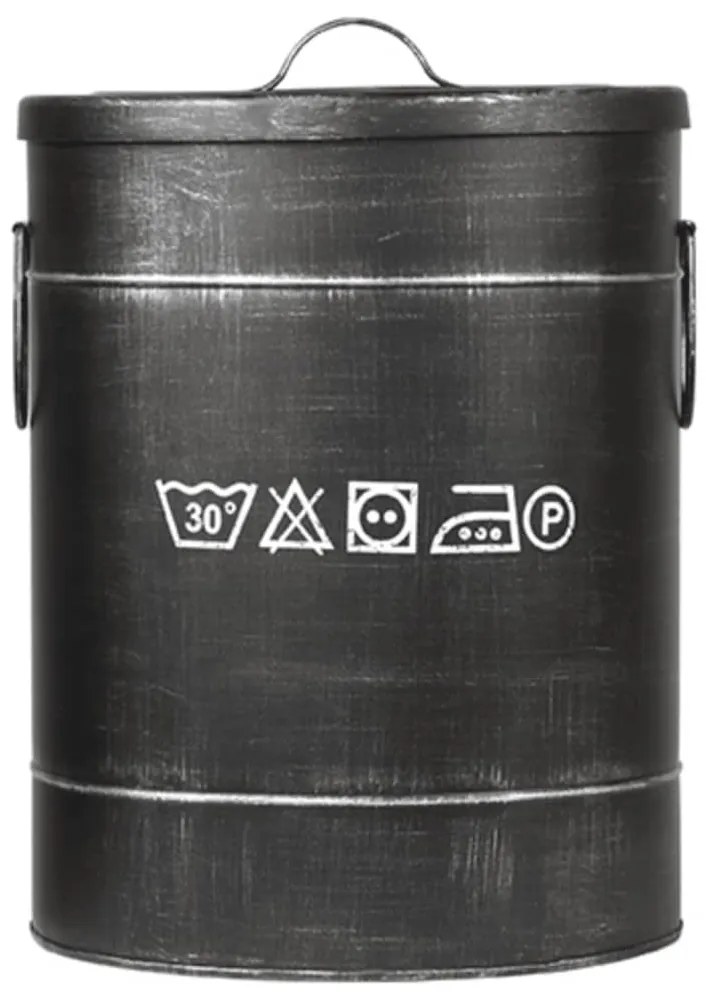 LABEL51 Καλάθι Απλύτων Χρώμα Αντικέ Μαύρο 32 x 32 x 43 εκ. M