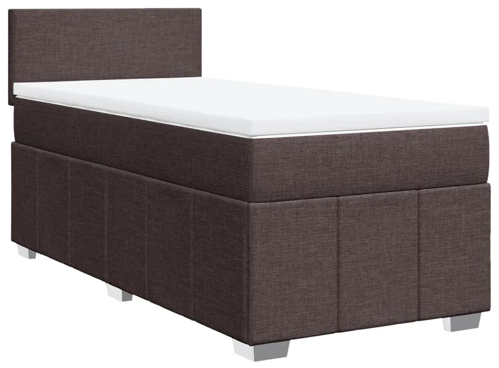 vidaXL Κρεβάτι Boxspring με Στρώμα Σκούρο Καφέ 90x190 εκ. Υφασμάτινο