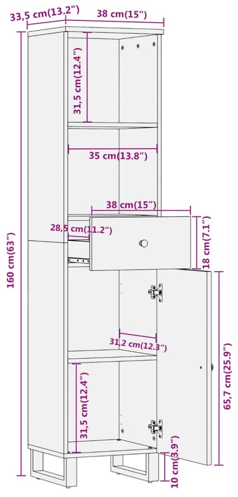 ΝΤΟΥΛΑΠΙ ΜΠΑΝΙΟΥ ΚΑΦΕ/ΜΑΥΡΟ 38X33,5X160 ΕΚ. ΜΑΣΙΦ ΞΥΛΟ ΜΑΝΓΚΟ 356805