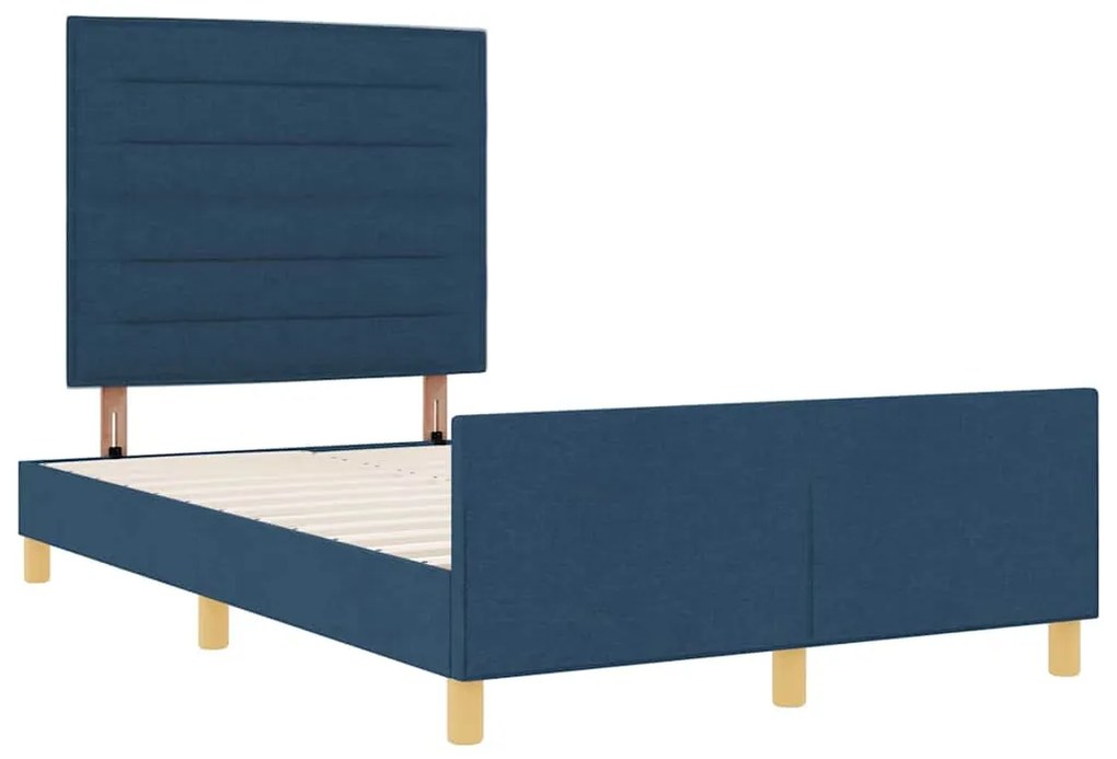 vidaXL Σκελετός Κρεβατιού με κεφαλάρι Μπλε 120 x 200 cm ύφασμα
