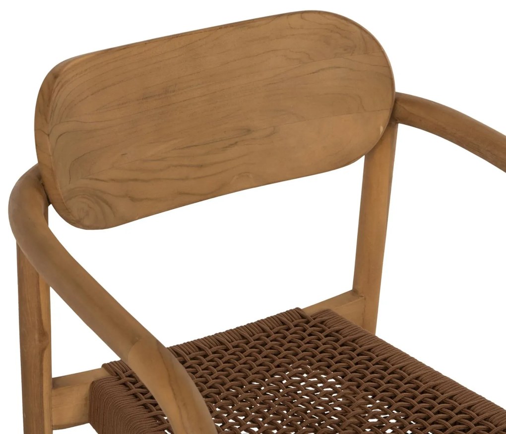 Πολυθρόνα OSLO Ξύλο Teak Φυσικό και Καφέ Σχοινί 55x54x80Yεκ. 55x54x80 εκ.