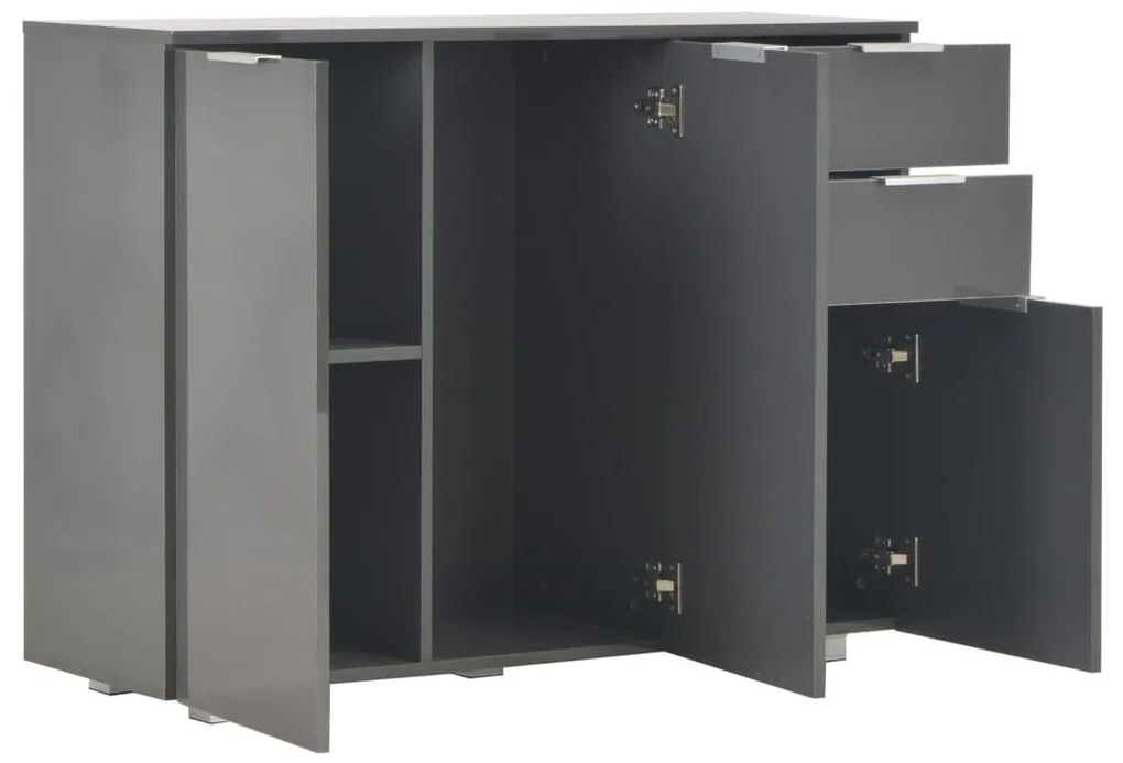 Μπουφές Γυαλιστερός Γκρι 107x35x80,5 εκ. - Γκρι