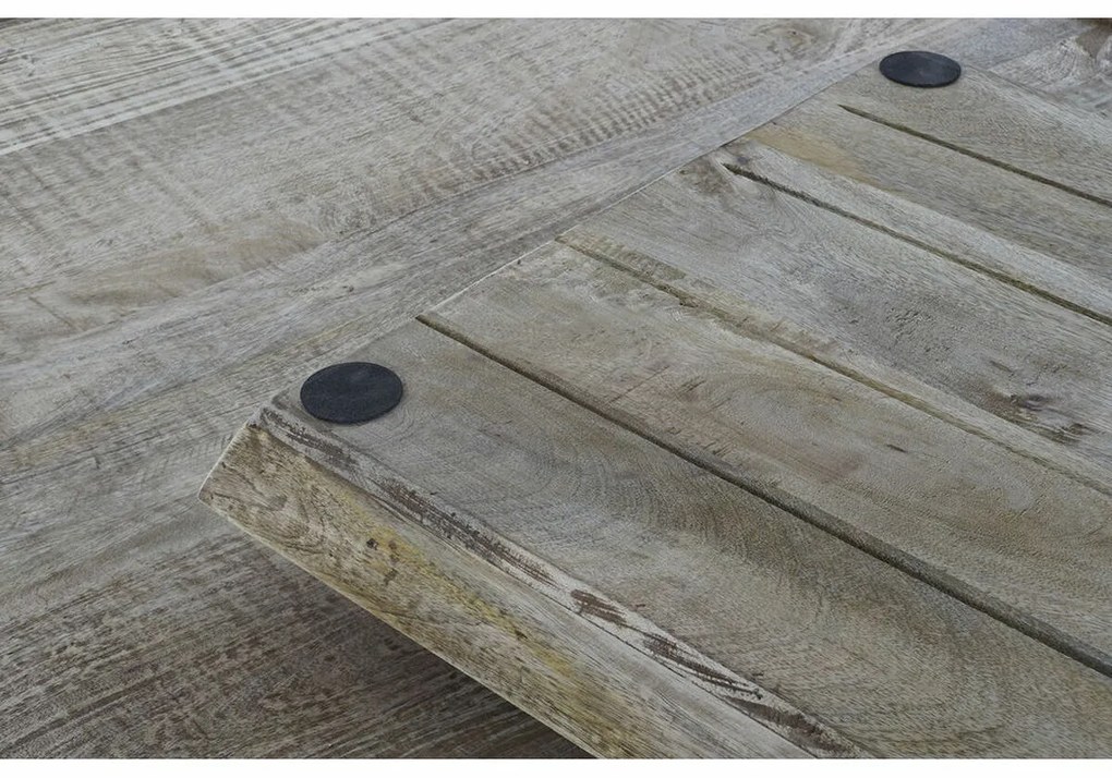 Τραπεζάκι Καφέ DKD Home Decor Μαύρο Φυσικό Ξύλο Μέταλλο 120 x 120 x 55 cm