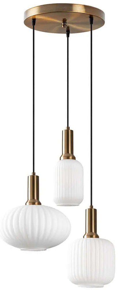 Φωτιστικό Οροφής Asker 521SHN3590 55x55x130cm 3xE27 40W White-Gold Opviq