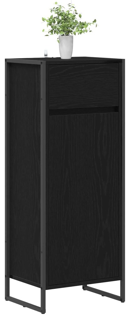 vidaXL Ντουλάπι Μπάνιου Μαύρη Οξυά 40 x 30 x 100 εκ Επεξεργασμένο ξύλο