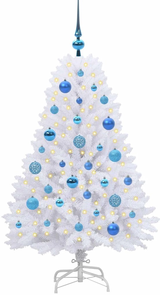 vidaXL Τεχνητό Χριστουγεννιάτικο Δέντρο με Άξονα με βάση Λευκό 120 cm