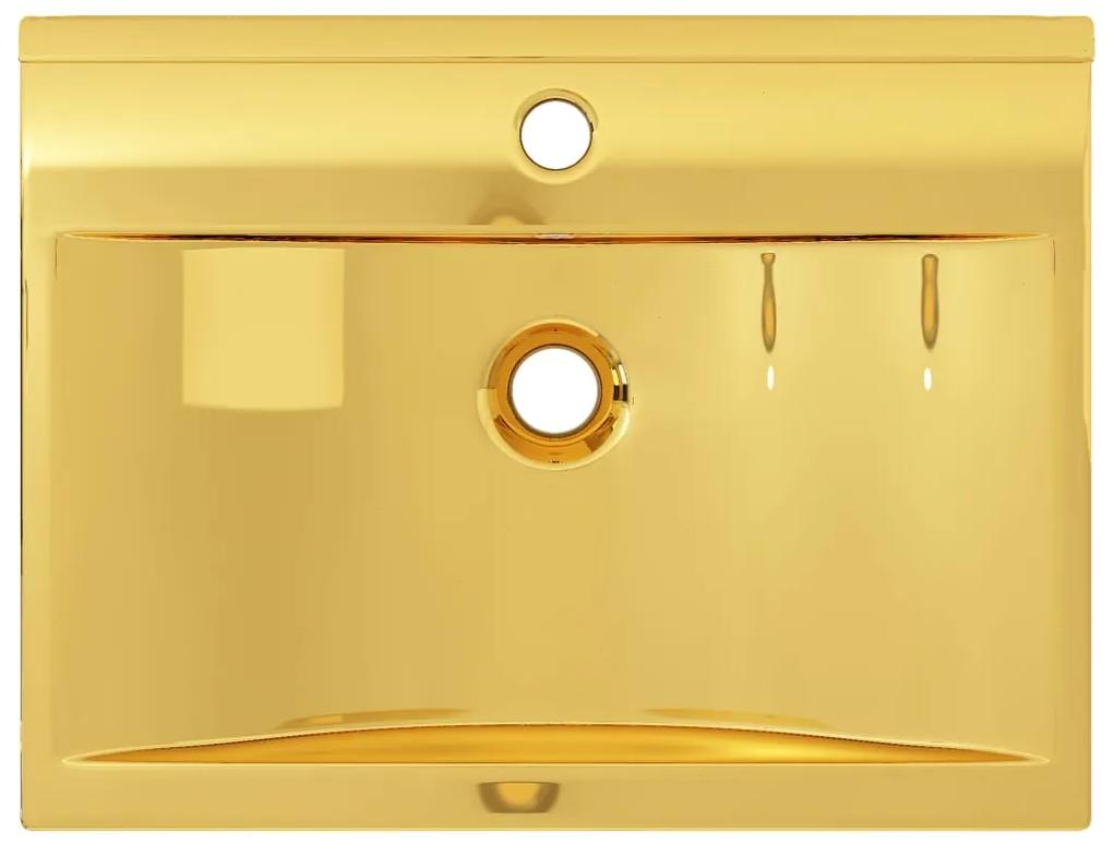 vidaXL Νιπτήρας με Οπή Υπερχείλισης Χρυσός 60 x 46 x 16 εκ. Κεραμικός