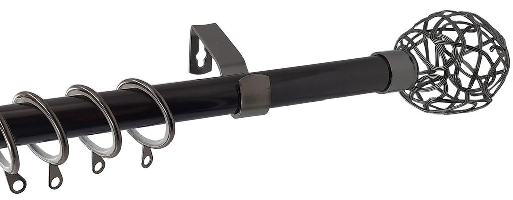 Κουρτινόξυλο Φ19mm Μονό Επεκτεινόμενο 120-210cm Με Άκρα Grace Nickel Black 997436