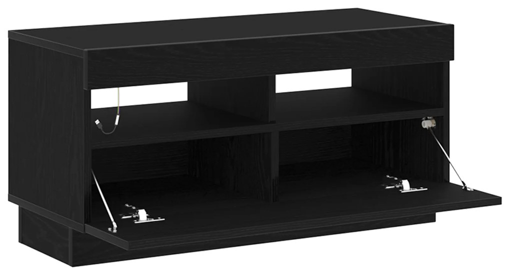 vidaXL Κονσόλα Τηλεόρασης με LED Φώτα Μαύρο Δρυς 80x35x40 εκ. Ένα επεξεργασμένο ξύλο