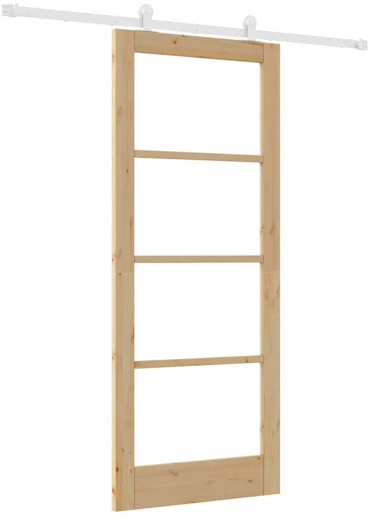 vidaXL Συρόμενη Πόρτα ORKDAL Καφέ 83 x 202 εκ. Ξύλο και μέταλλο