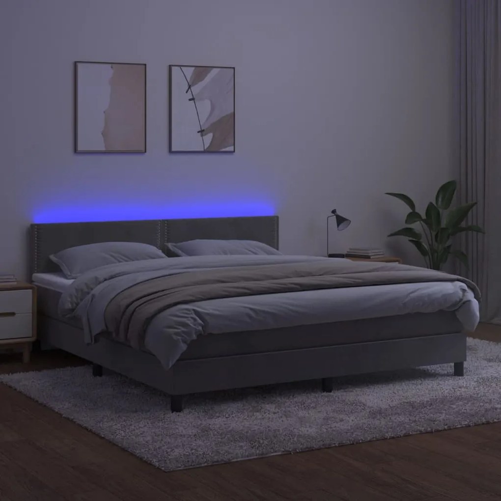 ΚΡΕΒΑΤΙ BOXSPRING ΜΕ ΣΤΡΩΜΑ &amp; LED ΑΝ.ΓΚΡΙ 160X200 ΕΚ. ΒΕΛΟΥΔΙΝΟ 3134351