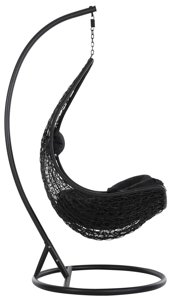 ΚΡΕΜΑΣΤΗ ΠΟΛΥΘΡΟΝΑ ΦΩΛΙΑ MILLIE ΜΕΤΑΛΛΟ-ΣΥΝΘ.RATTAN ΜΑΥΡΟ Φ95x195Υεκ.