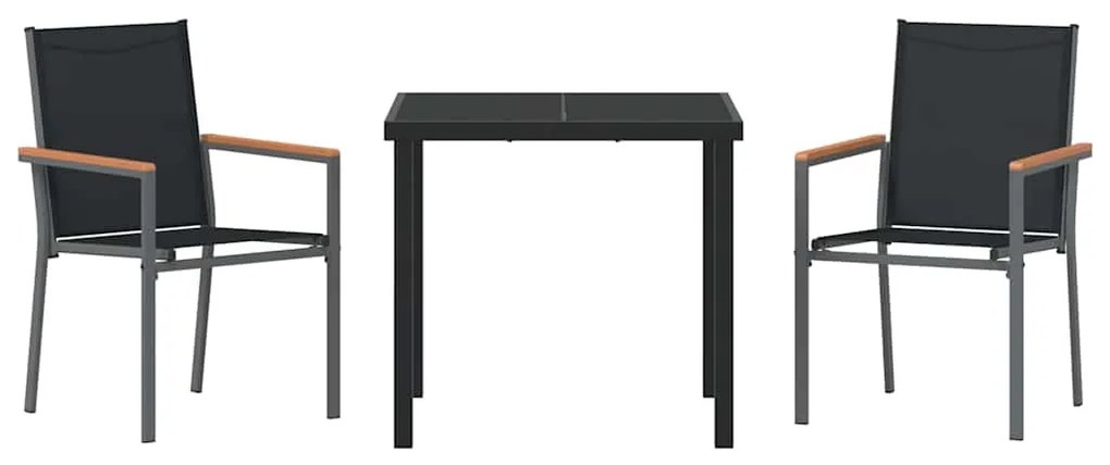 vidaXL Σέτ φαγητού για κήπο 3 pcs Μαύρο Ατσάλι με Πούδρα