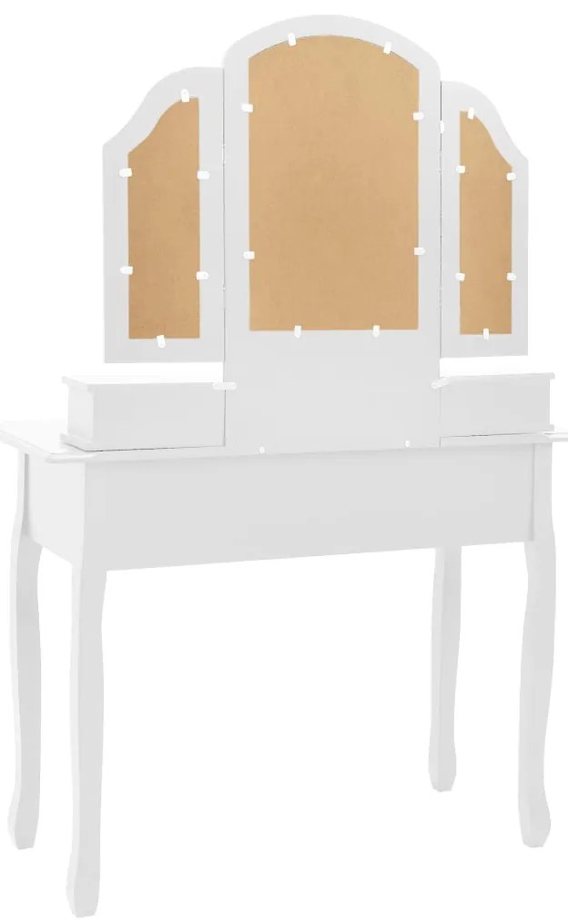 vidaXL Μπουντουάρ με Σκαμπό Λευκό 100 x 40 x 146 εκ. Ξύλο Παυλώνιας