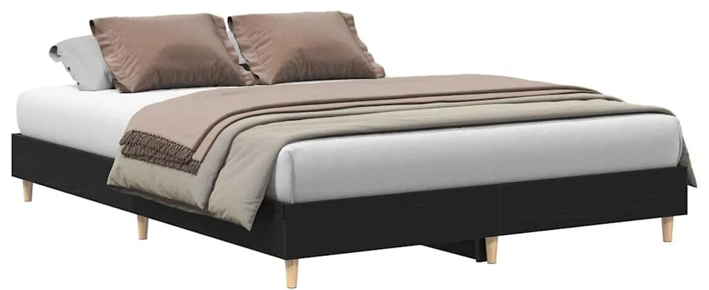 vidaXL Σκελετός Κρεβατιού Μαύρη Οξυά 150 x 200 cm Επεξεργασμένο ξύλο