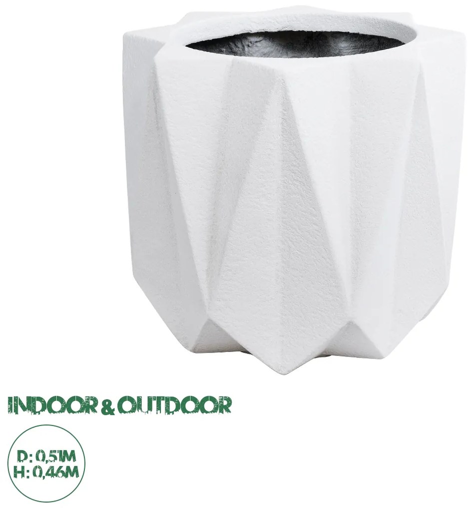 20741 GloboStar® Artificial Garden PADOVA 20741 Επιδαπέδιο Πολυεστερικό Τσιμεντένιο Κασπώ Γλάστρα - Flower Pot Λευκό Φ51 x Υ46cm