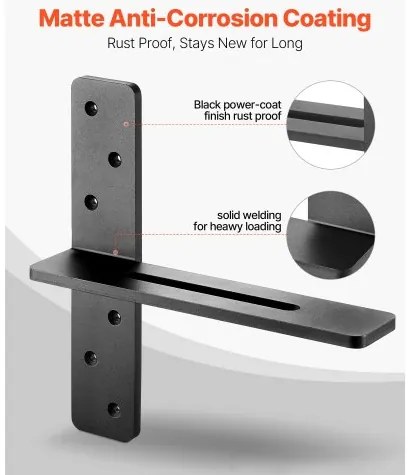 VEVOR 2 Pcs Shelf Brackets 12 inch / 304.8 mm Heavy Duty Floating Shelf Brackets