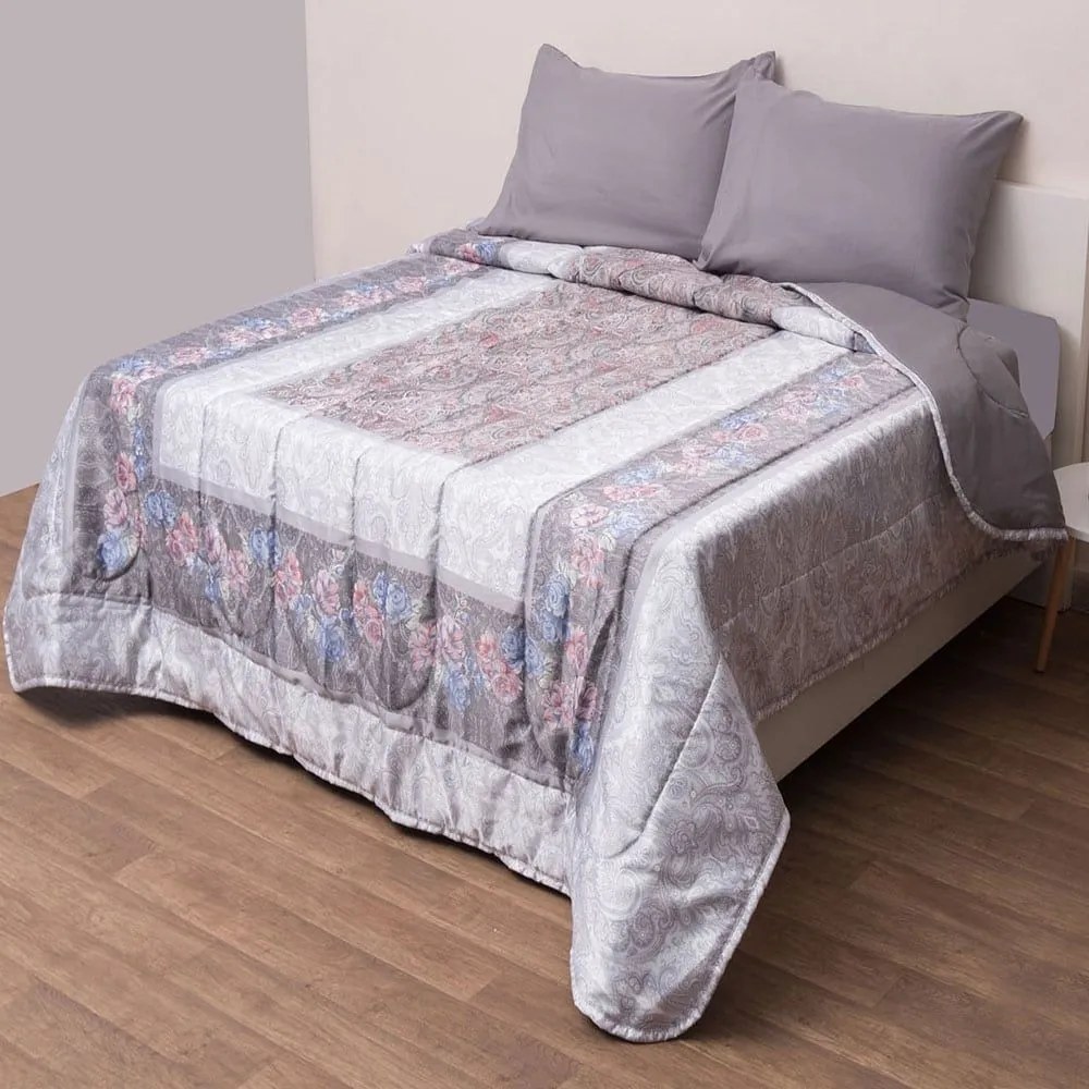 Κουβερλί 5360 (Σετ 3τμχ) Grey Viopros Υπέρδιπλο 230x250cm Microfiber-Polyester