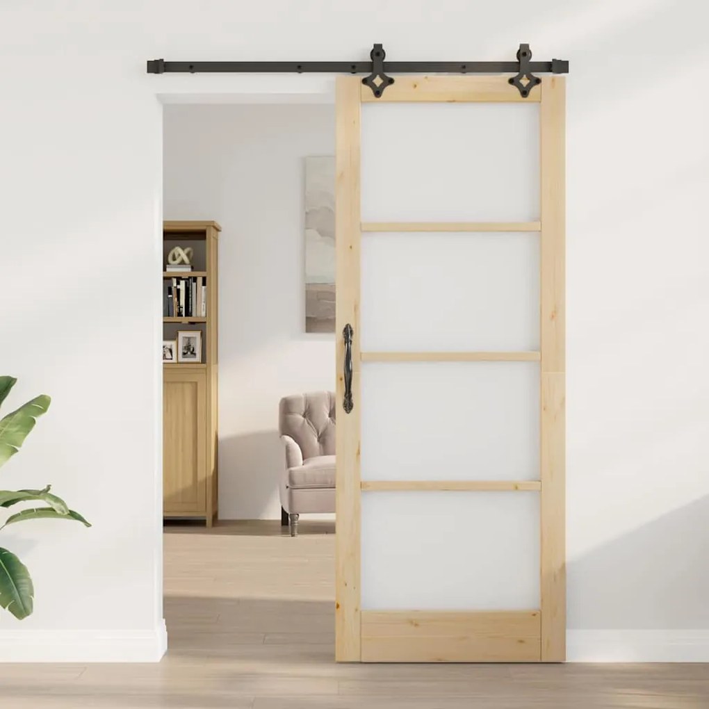 vidaXL Συρόμενη Πόρτα Καφέ 83 x 211 εκ. Ξύλο και μέταλλο