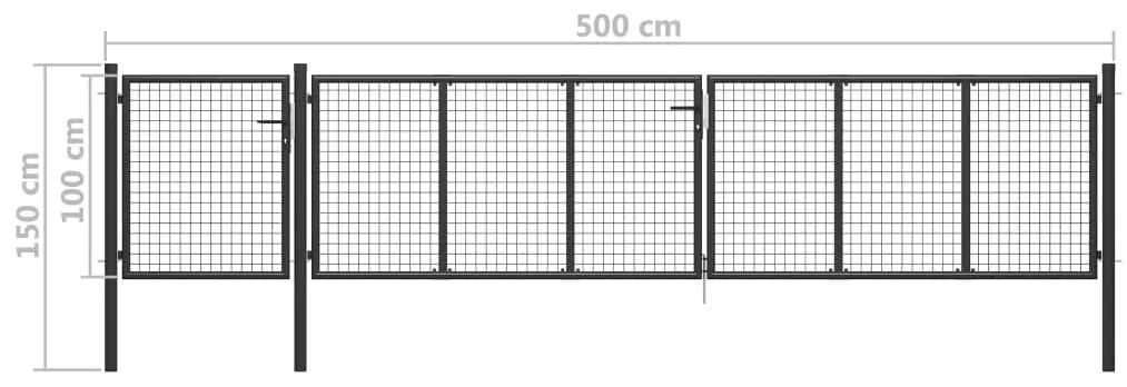 vidaXL Πόρτα Περίφραξης Κήπου Ανθρακί 500 x 100 εκ. Ατσάλινη