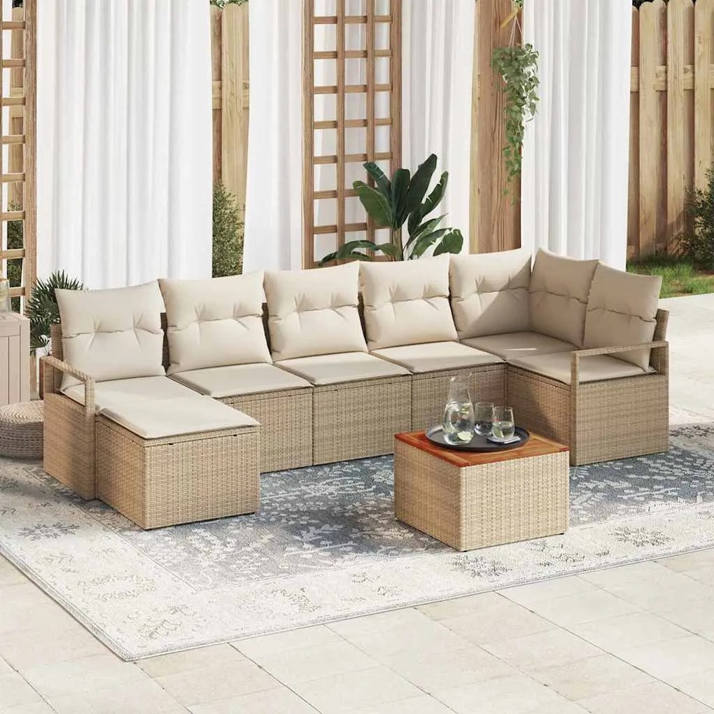 vidaXL Σετ Καναπέ Κήπου 8 pcs Beige, λευκό