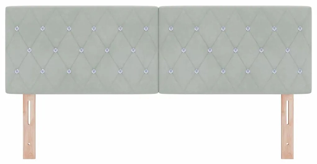 vidaXL Κεφαλάρι LED με φώτα λωρίδας LED Ανοιχτό γκρι 144 cm Βελούδο