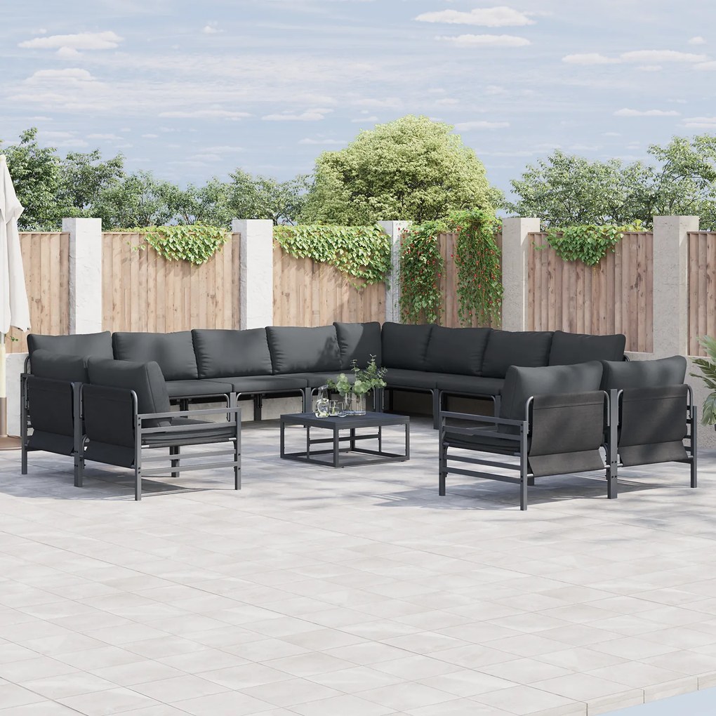 vidaXL Σετ Καναπέ Κήπου 13 pcs Ανθρακί Ατσάλι