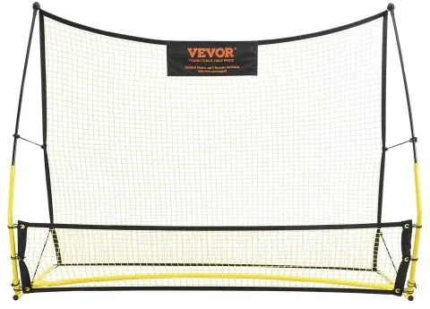 VEVOR Soccer Trainer, 2-IN-1 Portable Soccer Rebounder Net, 72"x51" Iron Soccer Practice Equipment, Sports Football Rebounder Wall with Portable Bag, Perfect for Team Solo Training, Passing, Volley