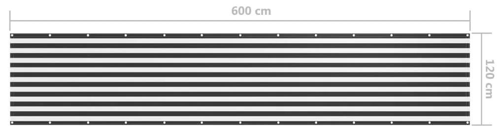 vidaXL Διαχωριστικό Βεράντας Ανθρακί/Λευκό 120 x 600 εκ. Ύφασμα Oxford