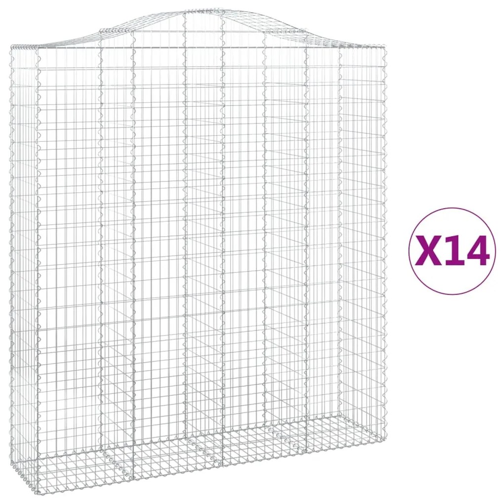 vidaXL Συρματοκιβώτια Τοξωτά 14 τεμ. 200x50x220/240 εκ. Γαλβαν. Ατσάλι