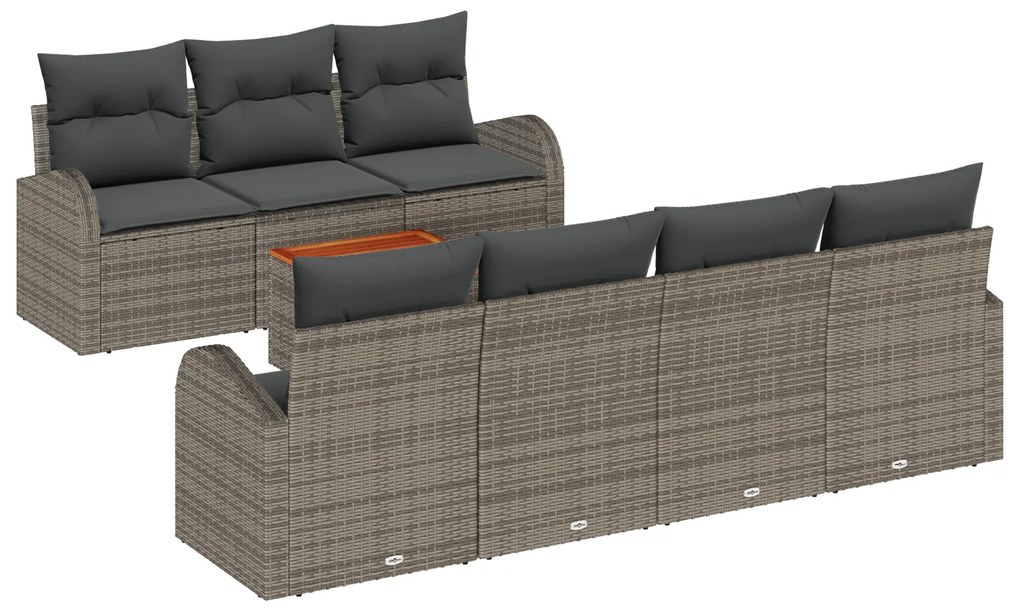 vidaXL Σετ Καναπέ Κήπου 8 pcs Γκρι Μεγάλο Πολυ-ρακί, Χάλυβας