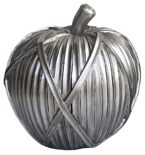Διακοσμητικό Αντικείμενο Επιτραπέζιο Tricot Pomme 020753 12,5x12,5xH13,5cm Silver Polyresin