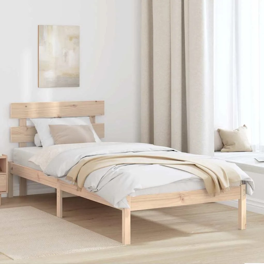 vidaXL Σκελετός Κρεβατιού Καφέ 90 x 200 cm Μασίφ ξύλο πεύκου