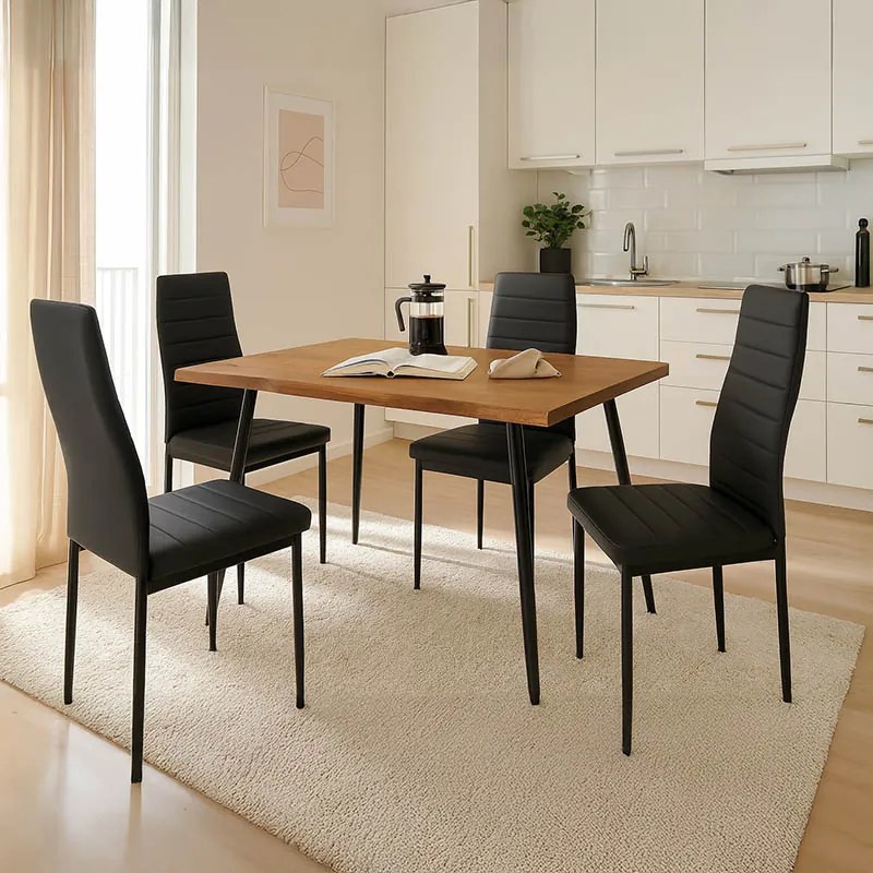 Τραπεζαρία Neve-Parker σετ 5τμχ 120x80x75εκ Υλικό: METAL - PU - MDF 200-000471