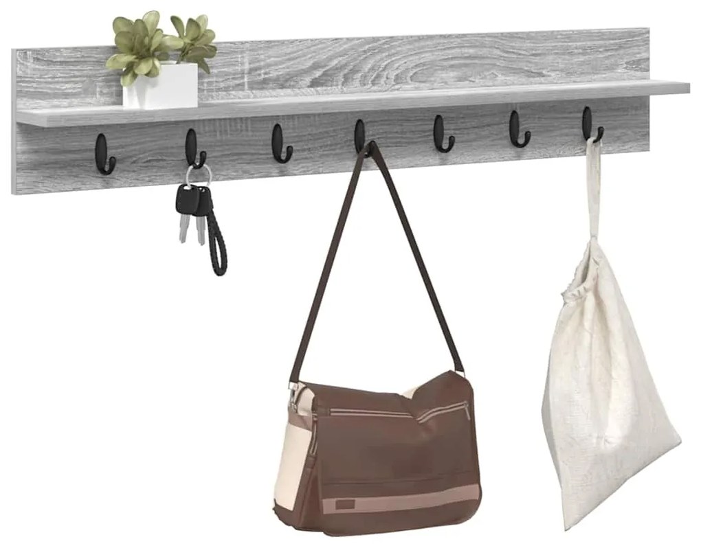 vidaXL Τοίχου Κρεμάστρα με ράφι Γκρι sonoma 100 x 10.5 x 18 εκ