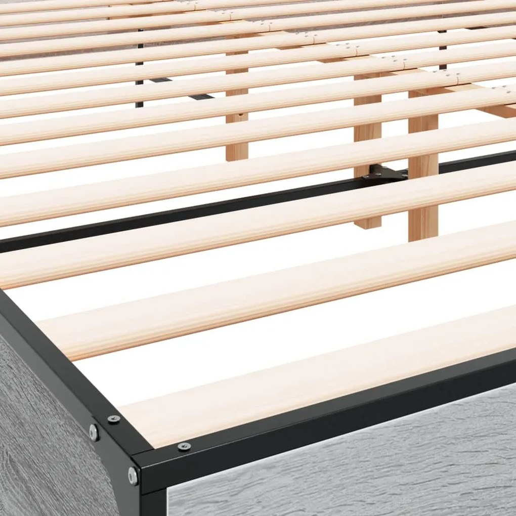 vidaXL Πλαίσιο Κρεβατιού Γκρι Sonoma 180x200 εκ. Επεξ. Ξύλο &amp; Μέταλλο