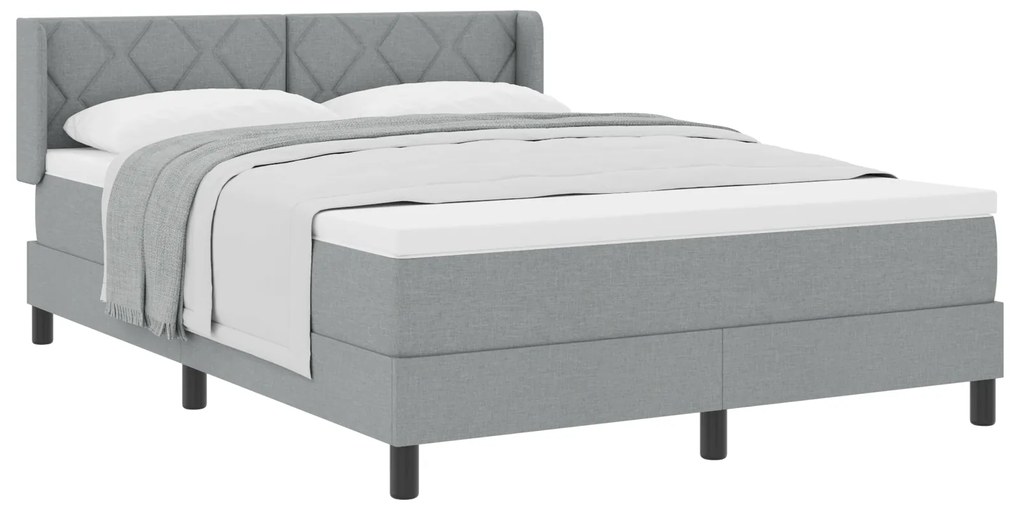vidaXL Κρεβάτι Box Spring με Στρώμα - Ανοιχτό Γκρι - 140 x 190 cm - Ύφασμα