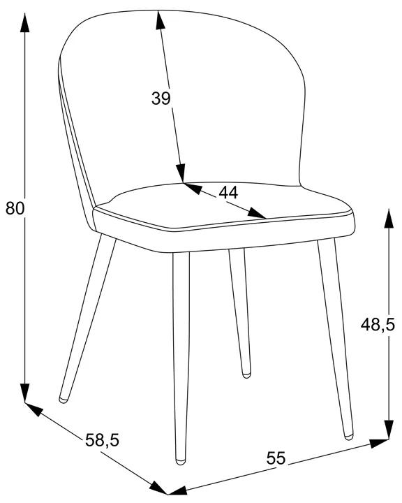 Καρέκλα Piyan pakoworld εκρού ύφασμα- πόδι μαύρο μέταλλο 55x58.5x80εκ