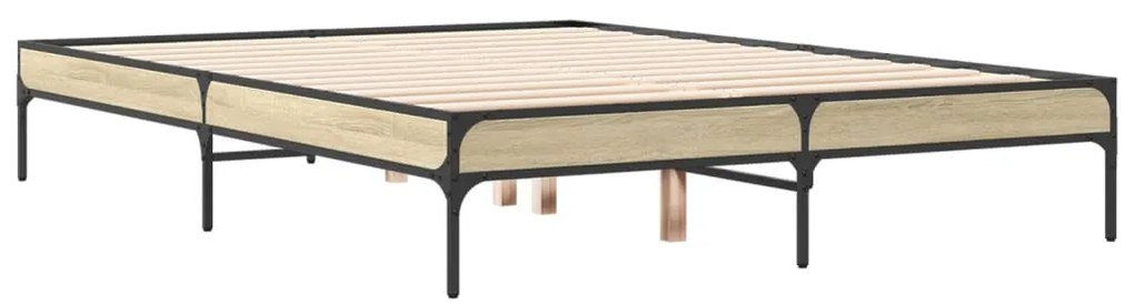 vidaXL Πλαίσιο Κρεβατιού Sonoma Δρυς 120x190 εκ. Επεξ. Ξύλο &amp; Μέταλλο