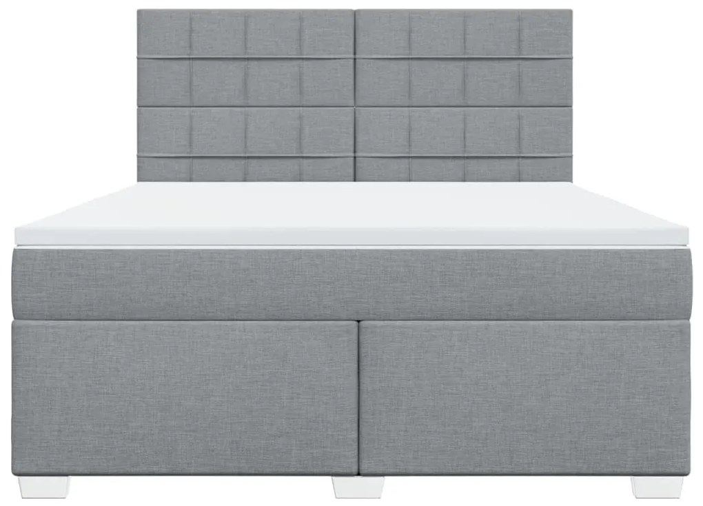 vidaXL Κρεβάτι Boxspring με Στρώμα Ανοιχτό Γκρι 180x200 εκ. Υφασμάτινο