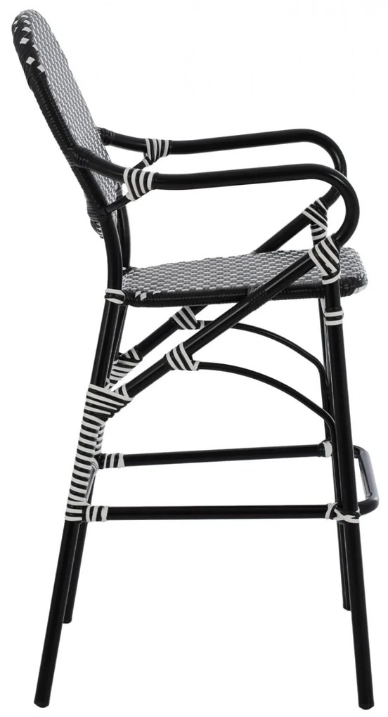 Σκαμπό Μπαρ C5794.02 Αλουμινίου Bamboo Look με Wicker Μαύρο - Λευκό 56x60x126 εκ. 56x60x126 εκ.
