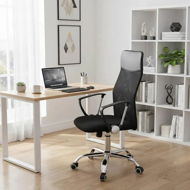 Καρέκλα γραφείου Joel II με ύφασμα mesh σε μαύρη απόχρωση 75x53x115-125εκ 61x59x123 εκ.