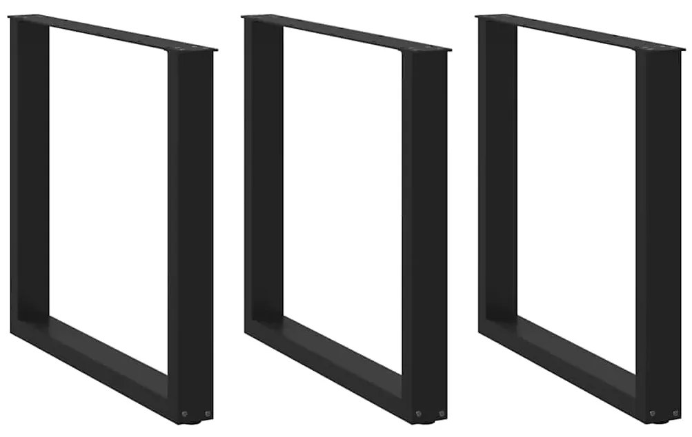 vidaXL Πόδια Τραπεζαρίας σε Σχήμα U 3 τεμ. Μαύρο 90x(72-73) εκ. Ατσάλι