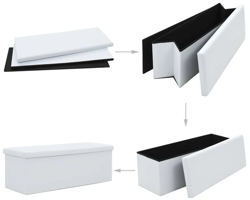 vidaXL Πάγκος Αποθήκευσης Λευκός 110 x 38 x 38 εκ. Συνθετικό Δέρμα