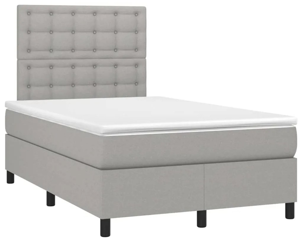 Κρεβάτι Boxspring με Στρώμα Ανοιχτό Γκρι 120x200 εκ. Υφασμάτινο - Γκρι