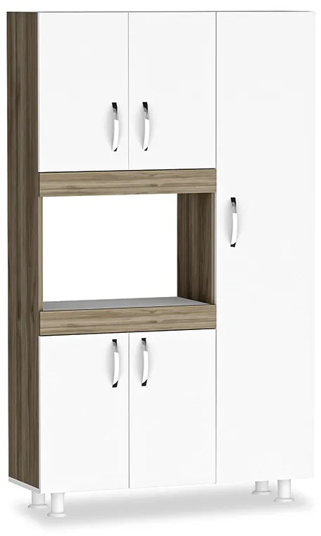 Intrahome Ντουλάπα κουζίνας OLYMPUSA Intrahome χρώμα λευκό-καρυδί  89x37.5x160εκ | SKU: INTRAPA-231111114