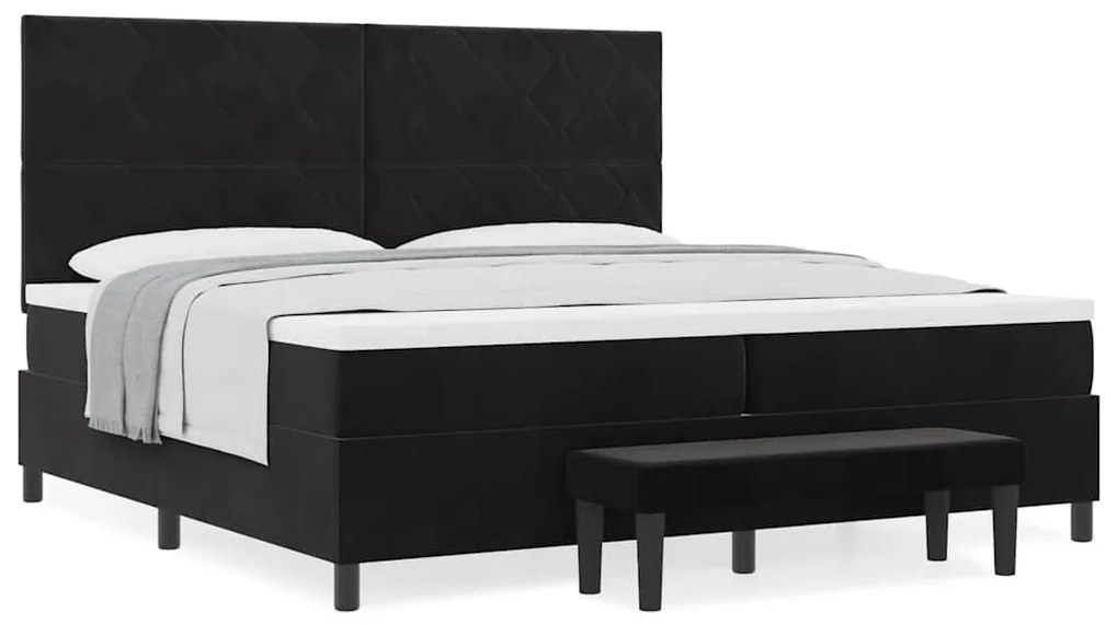 vidaXL Κρεβάτι με ελατήρια με στρώμα Μαύρο 200 x 200 cm Βελούδο
