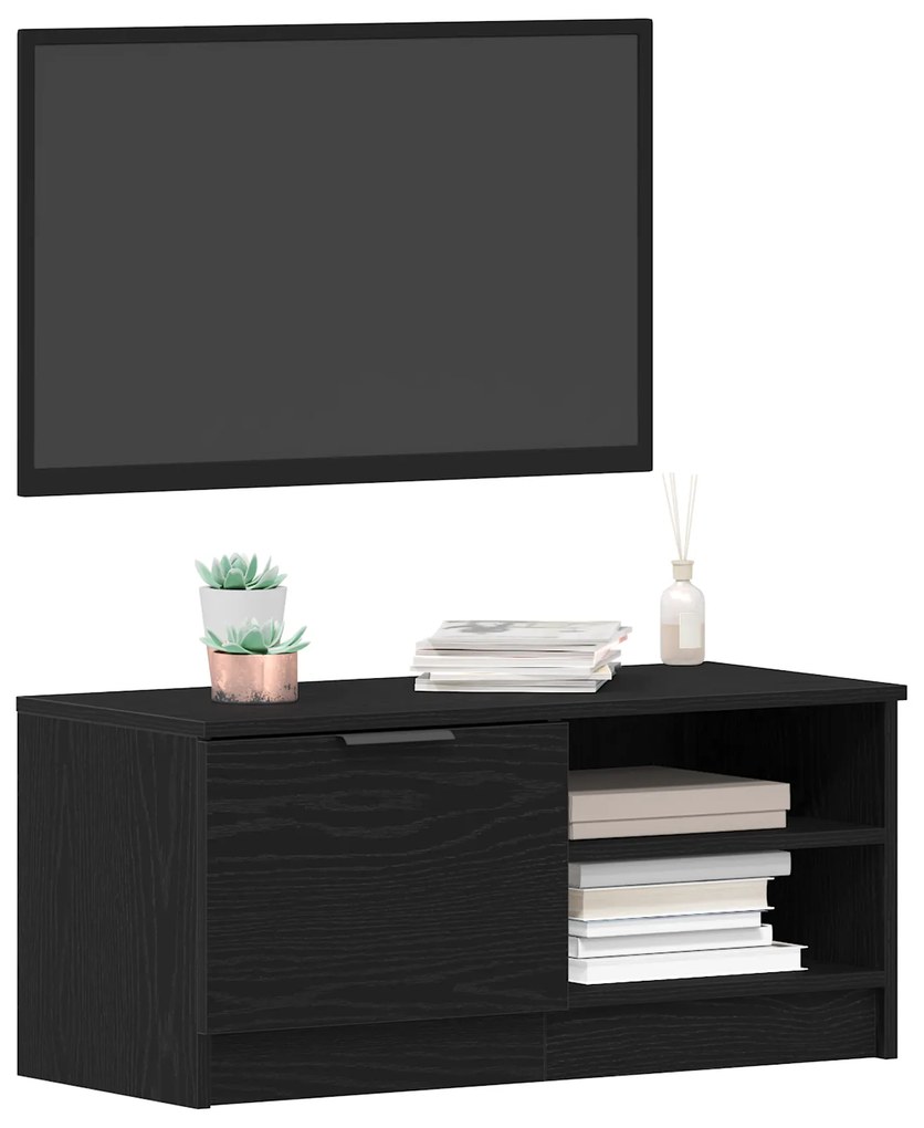 vidaXL Επίπλο TV Μαύρο Δρυς 80x35x36,5 εκ Κατασκευασμένο ξύλο